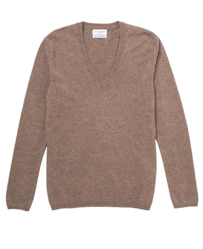 Cashmere V Neck Jumper - Squirrel