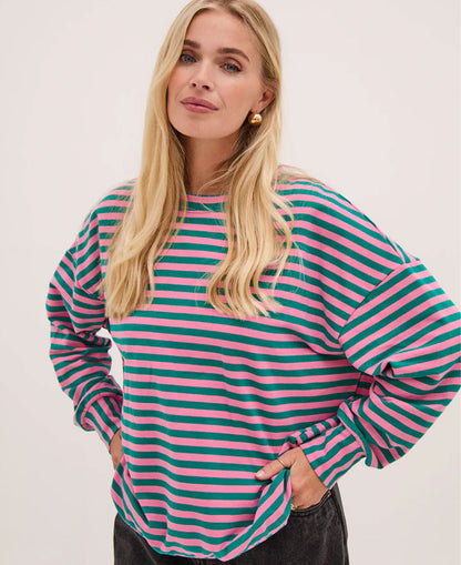 Zara Lightweight Jersey Sweatshirt - Green/Pink