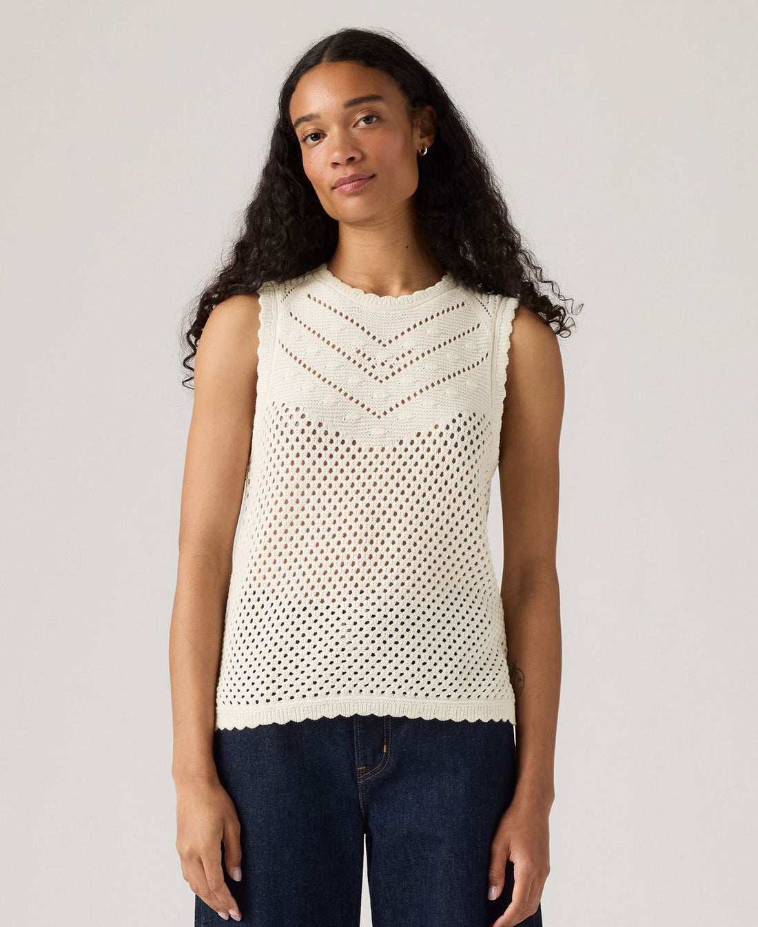 Adrienne Crochet Tank - Egret