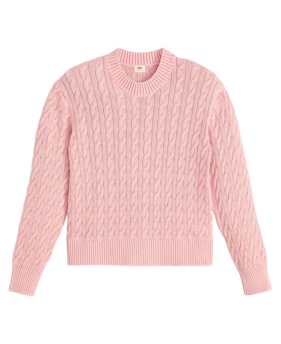 Boyfriend Cable Crew Pullover - Pink