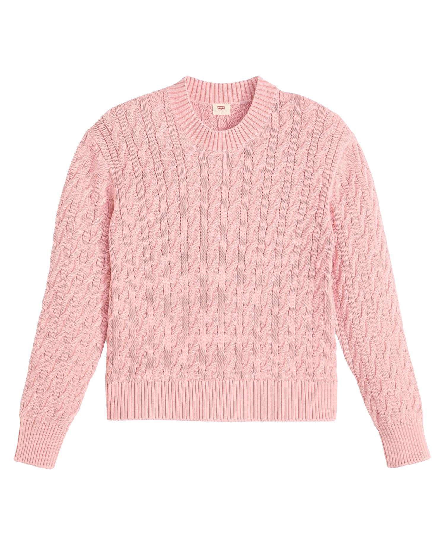 Boyfriend Cable Crew Pullover - Pink