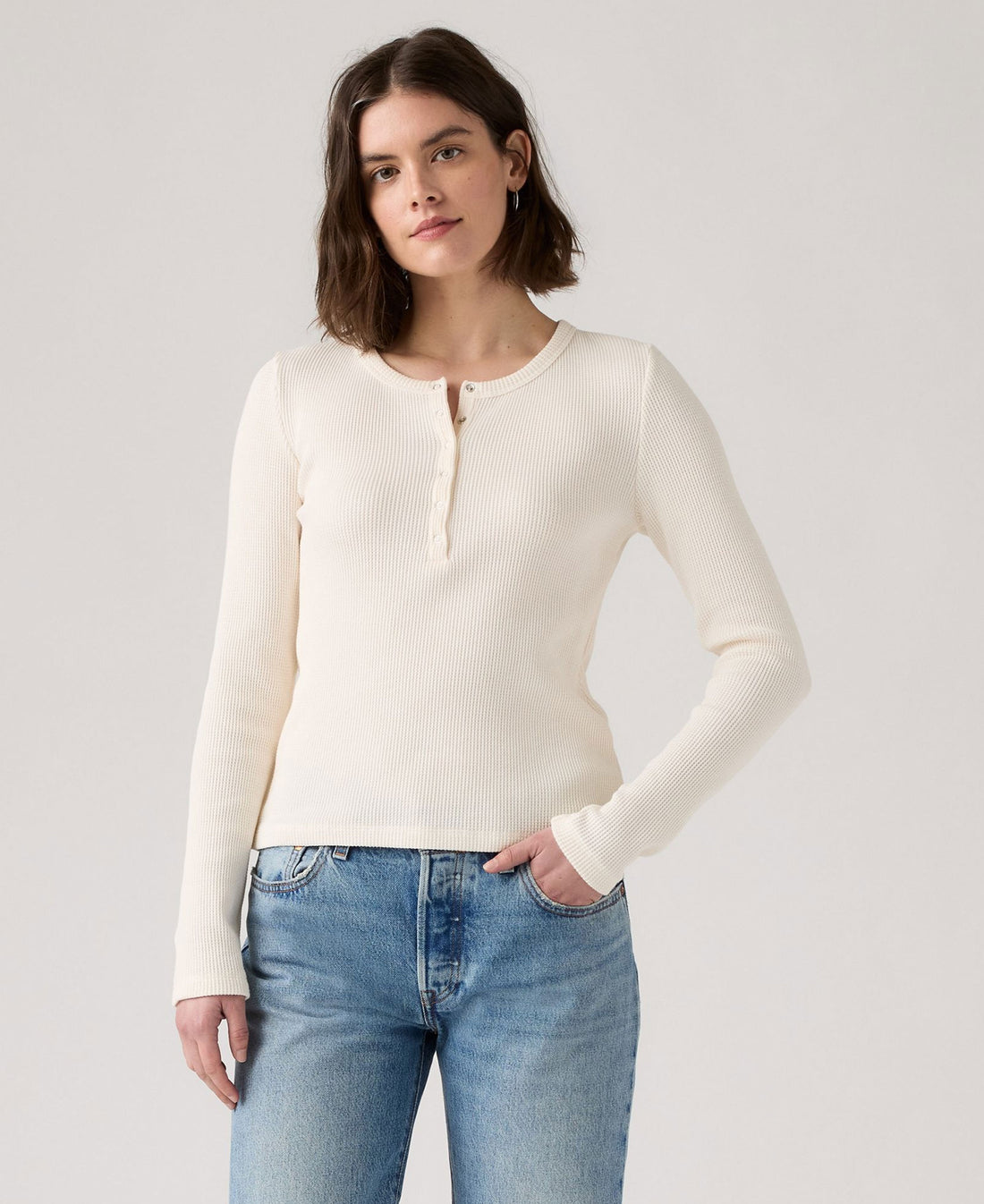 Dry Goods Henley Waffle T-Shirt - Neutral