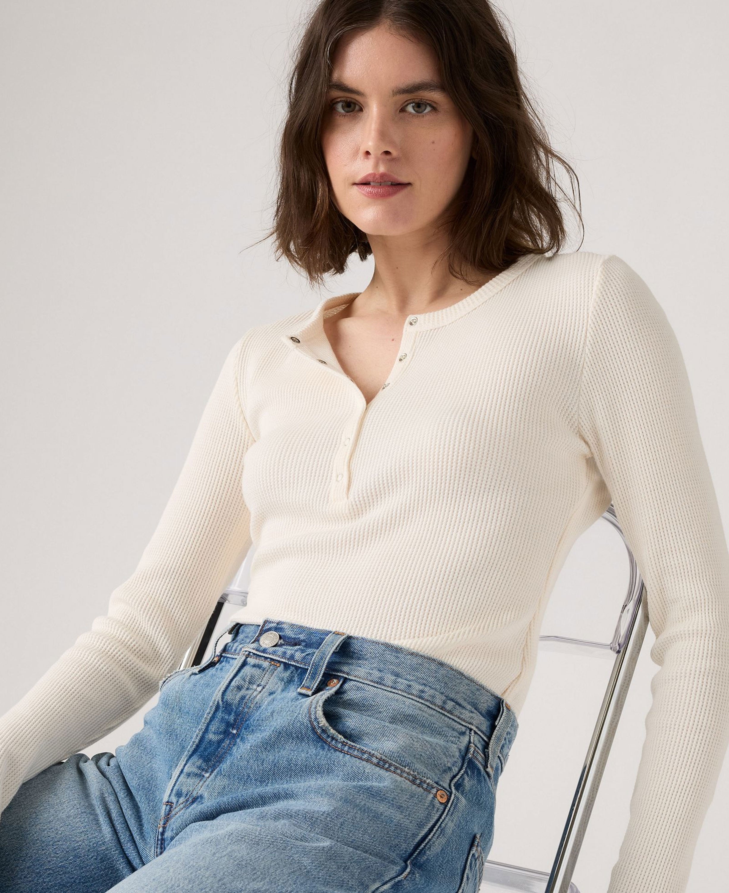 Dry Goods Henley Waffle T-Shirt - Neutral