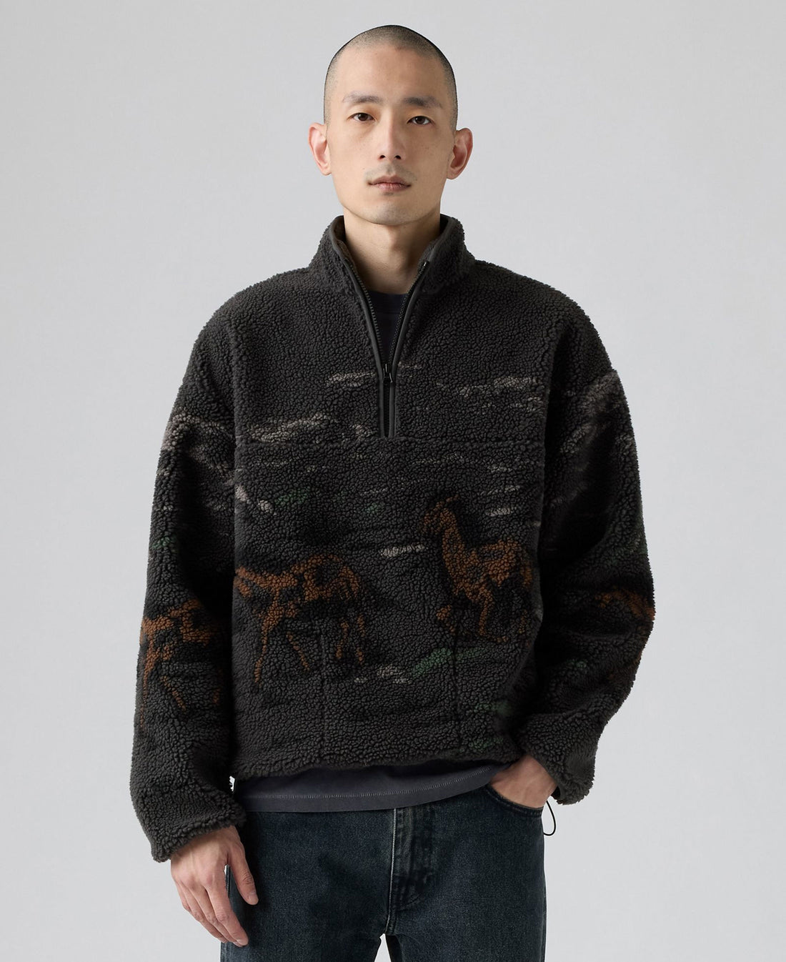 Idyllwild Sherpa Popover Sweatshirt - Black