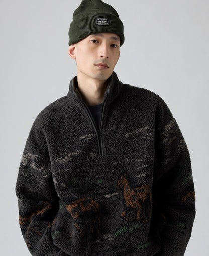 Idyllwild Sherpa Popover Sweatshirt - Black