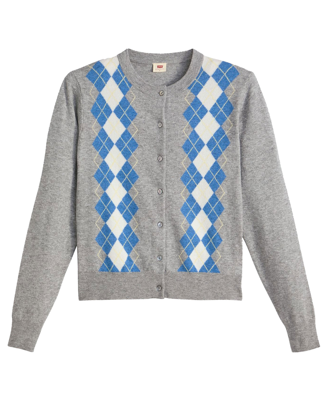 Supersoft Crewneck Cardigan - Elgin Placed Argyle V2 Star Sapphire Triblend