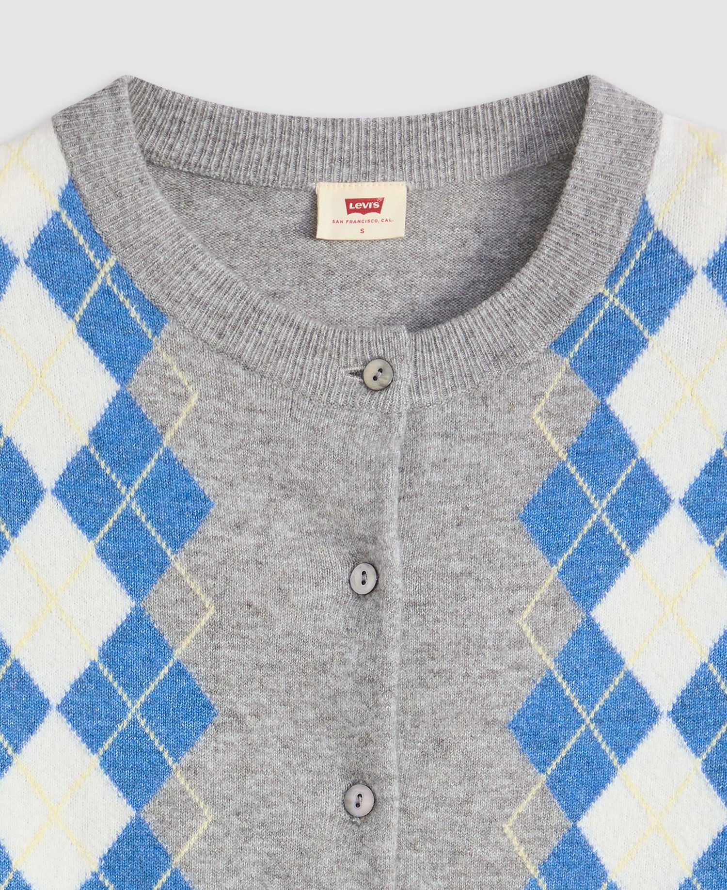 Supersoft Crewneck Cardigan - Elgin Placed Argyle V2 Star Sapphire Triblend