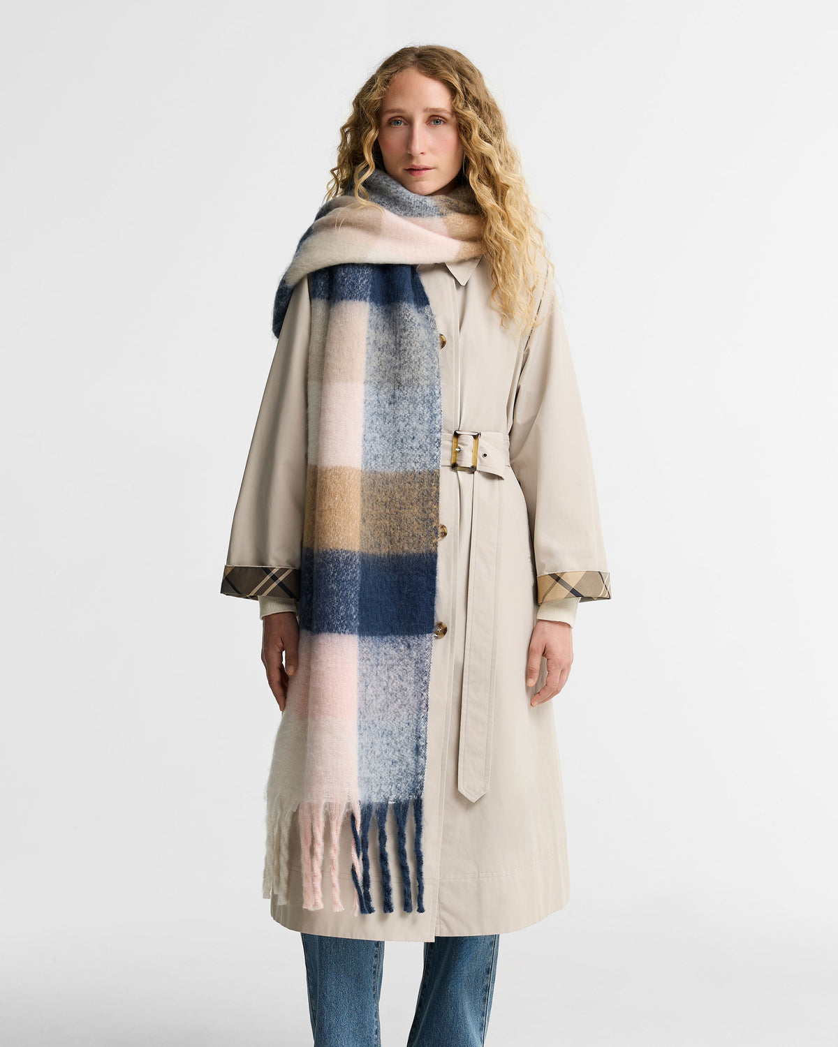 Marie Scarf - Navy/Blush Pink