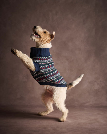 Marlow Fairisle Dog Jumper - Navy Festive