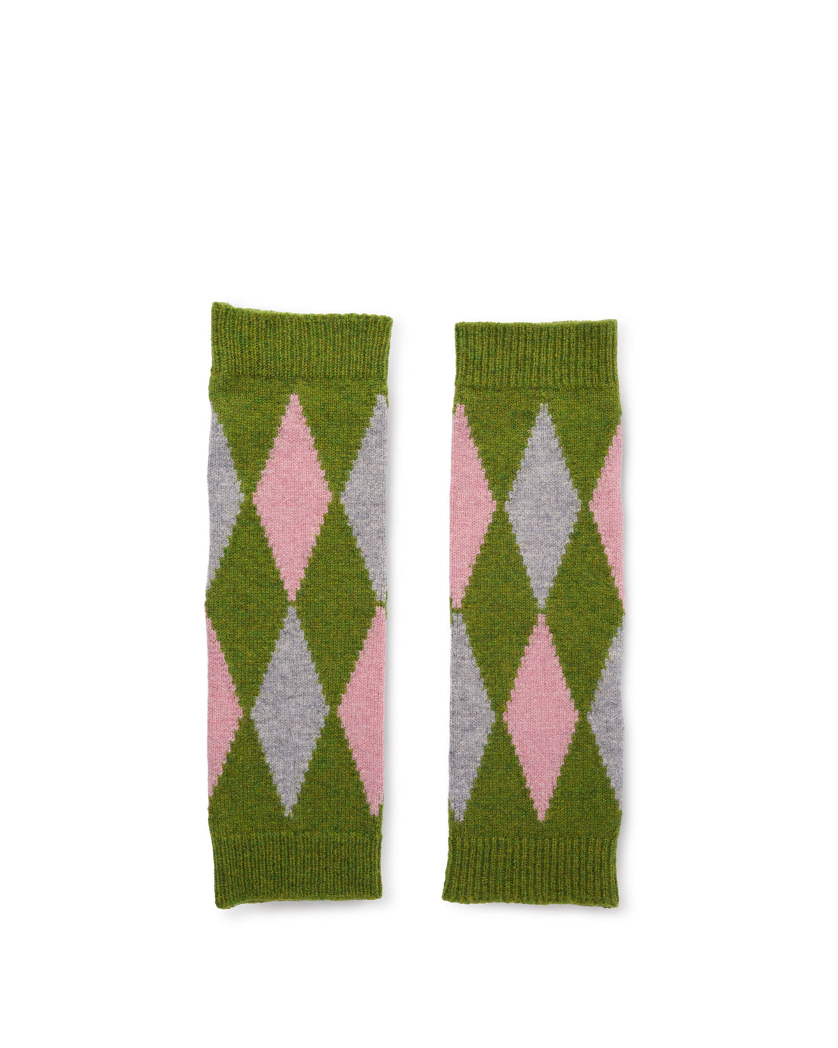 Ayrshire Argyle Wristwarmer - Green Pink Grey