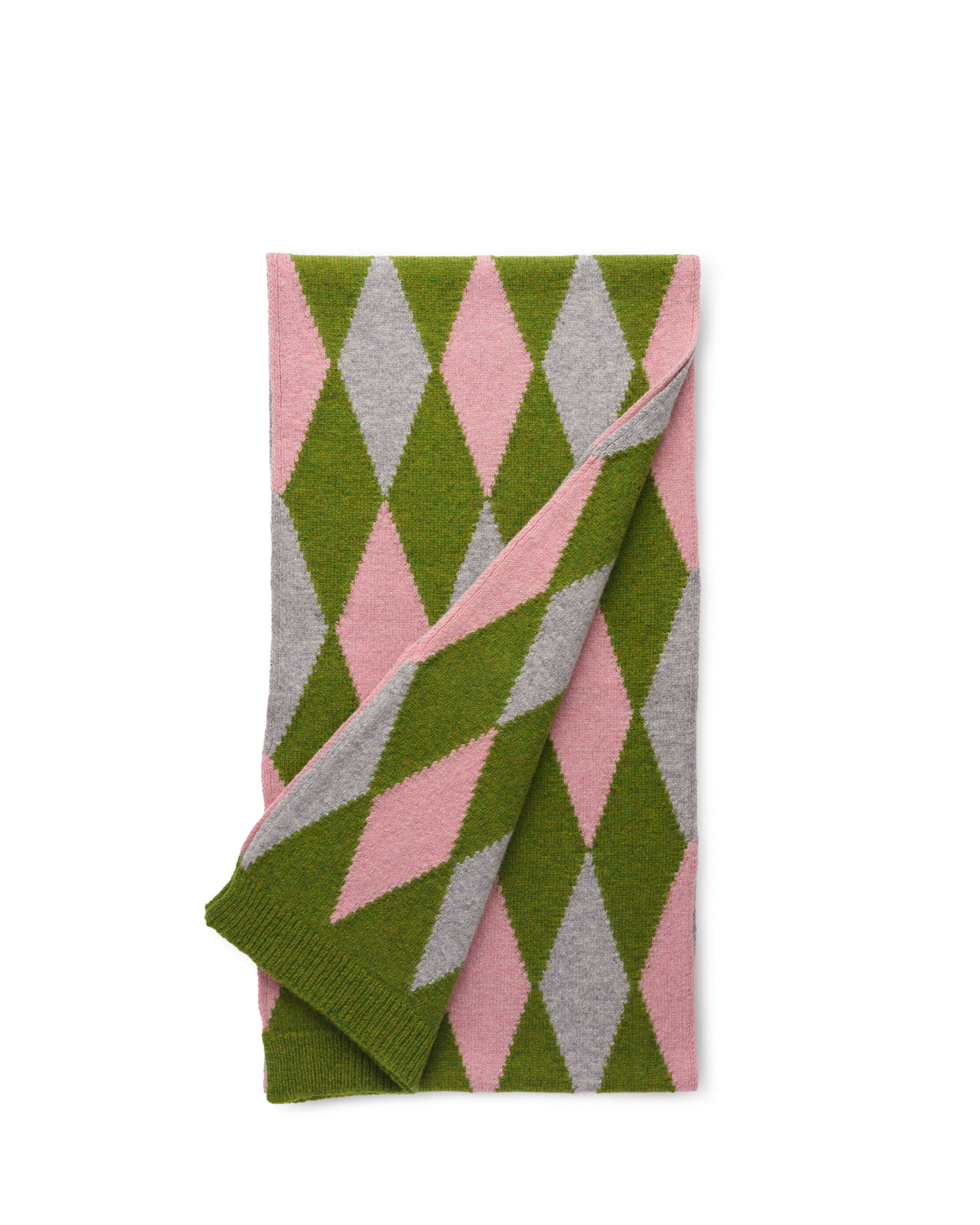 Ayrshire Argyle Scarf - Green Pink Grey