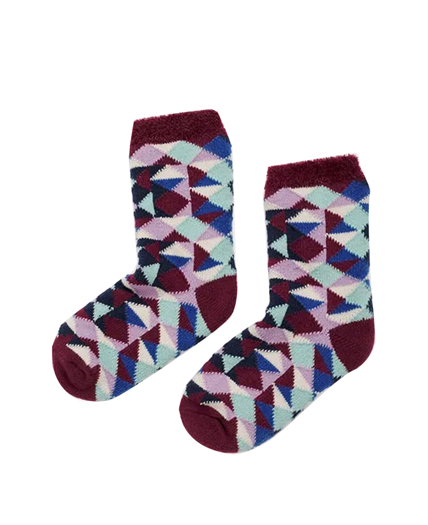 Cabin Socks - Geo Burgandy Mix