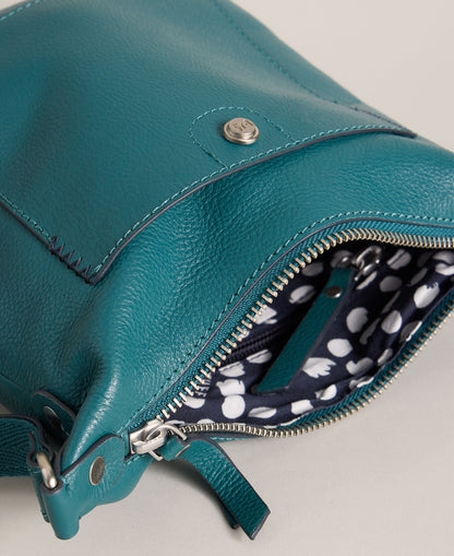 Mini Fern Leather Crossbody Bag - Mid Teal
