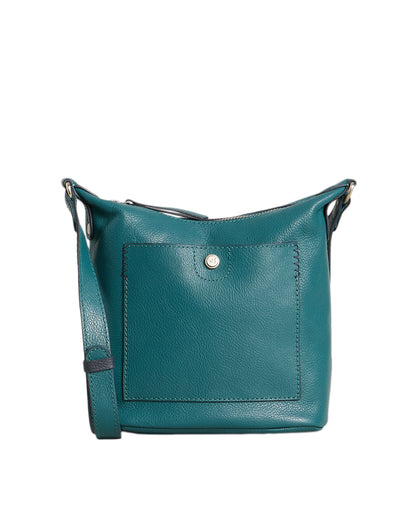 Mini Fern Leather Crossbody Bag - Mid Teal