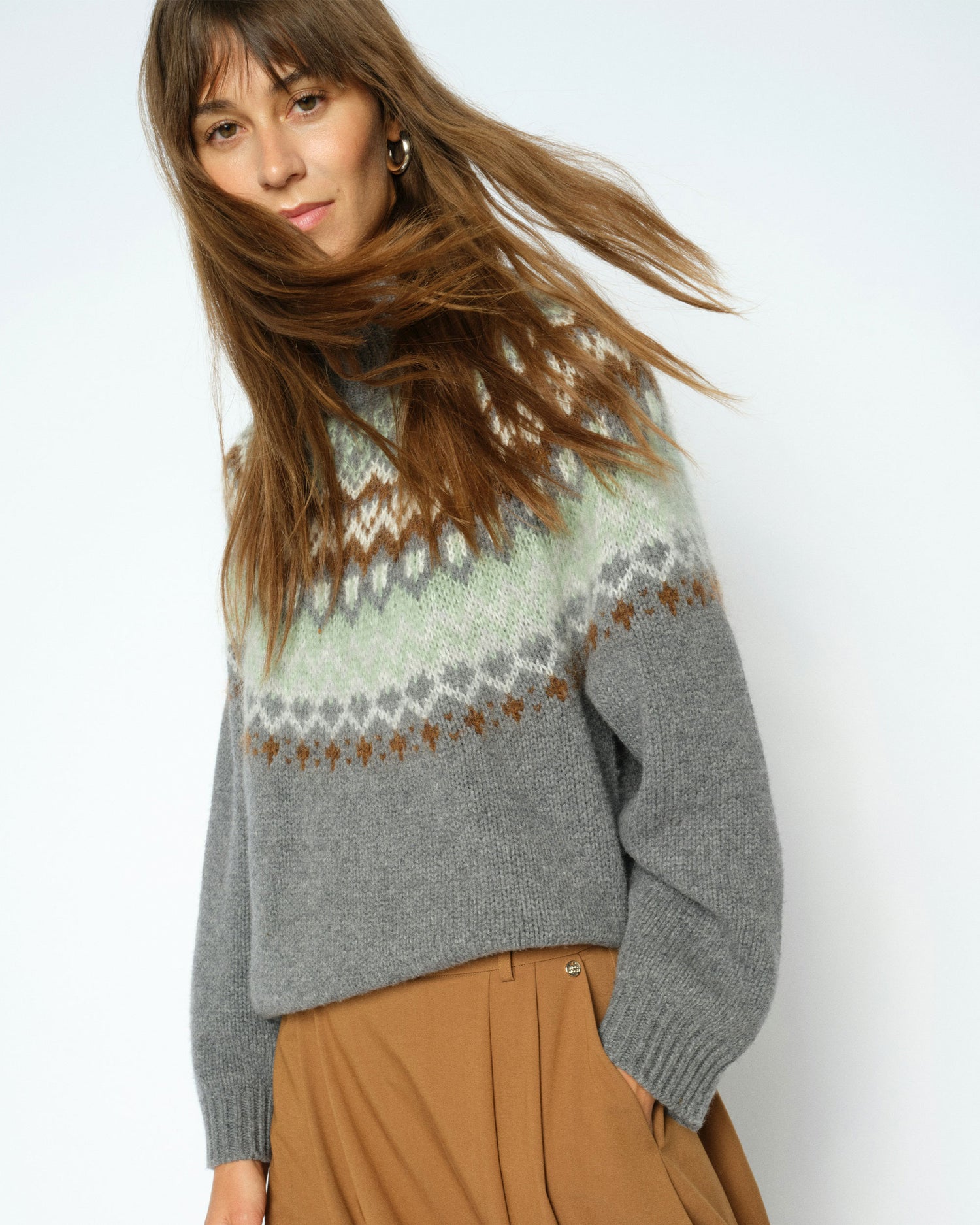 Daya Fjord Highneck Knit - Thunderstorm