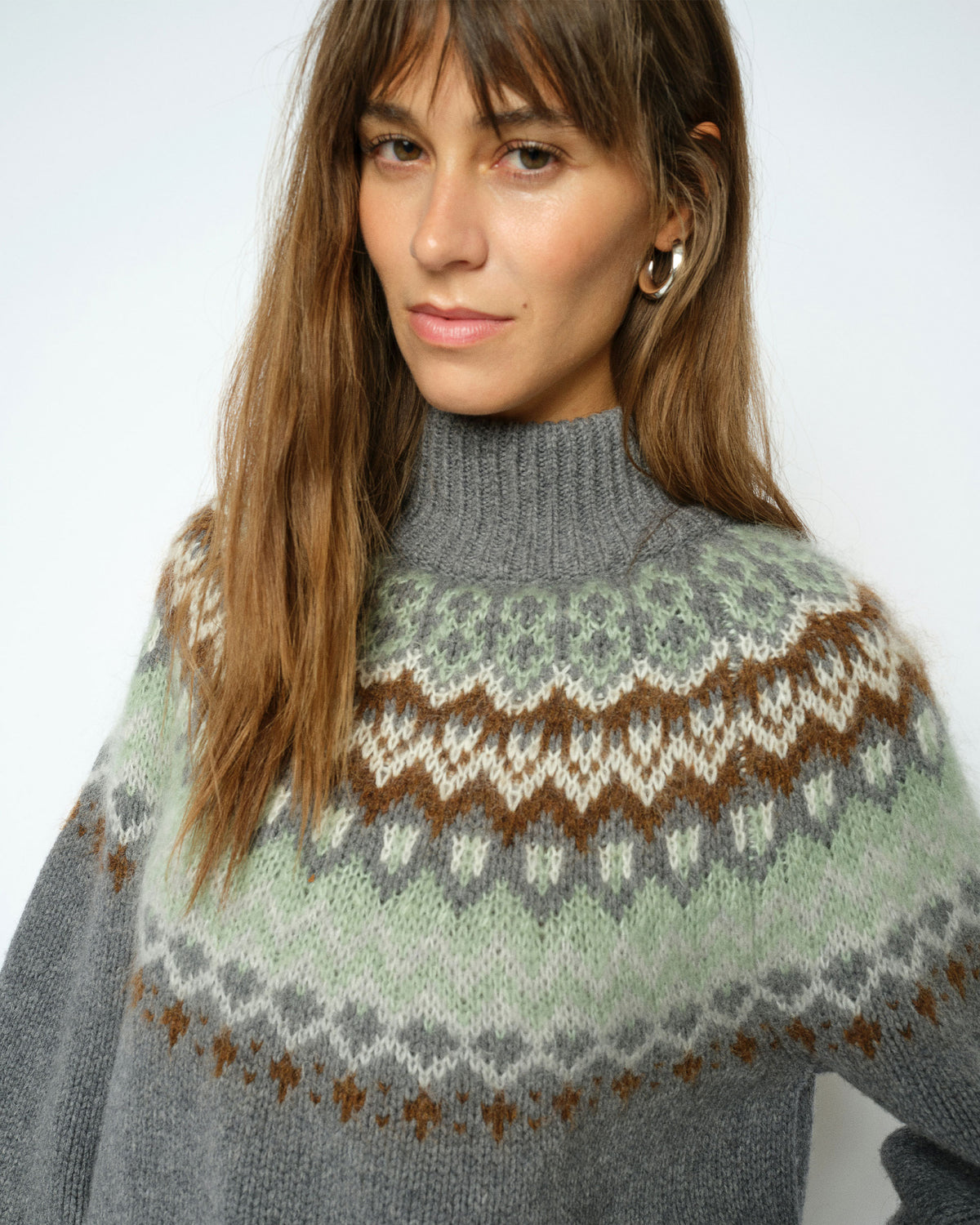 Daya Fjord Highneck Knit - Thunderstorm