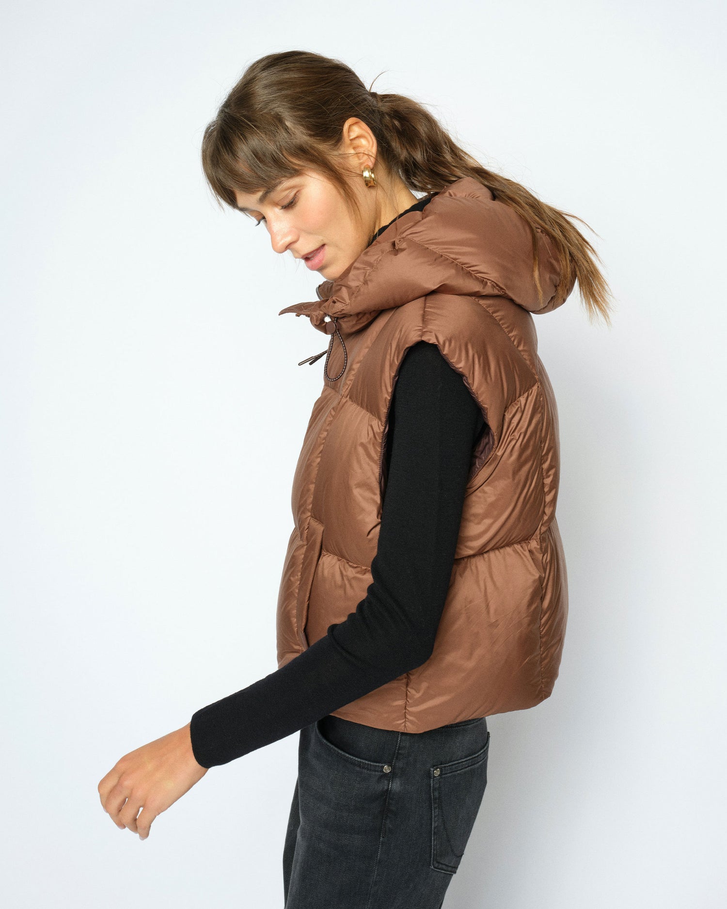 Kiara Tally Down Vest - Downtown Brown