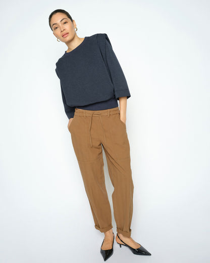 Maison Herringbone Pant - Dark Camel