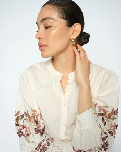 Notto Embroidered Shirt - Ecru