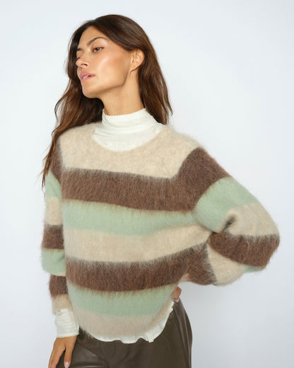 Suvi Stripe Knit - Frosty Green
