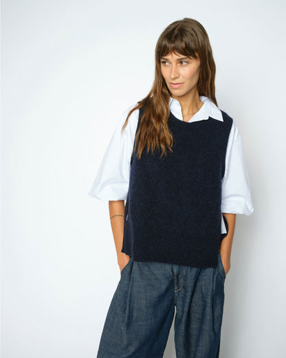 Thora Tie Knit Vest - Salute Navy