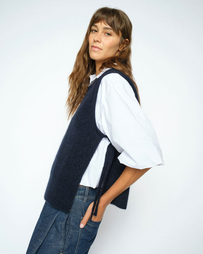 Thora Tie Knit Vest - Salute Navy