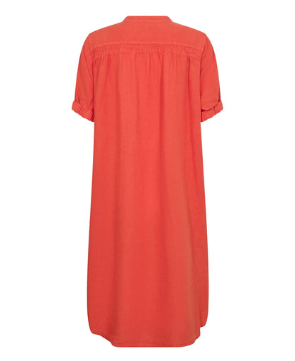 Arleth Ss Linen Dress - Spicy Orange