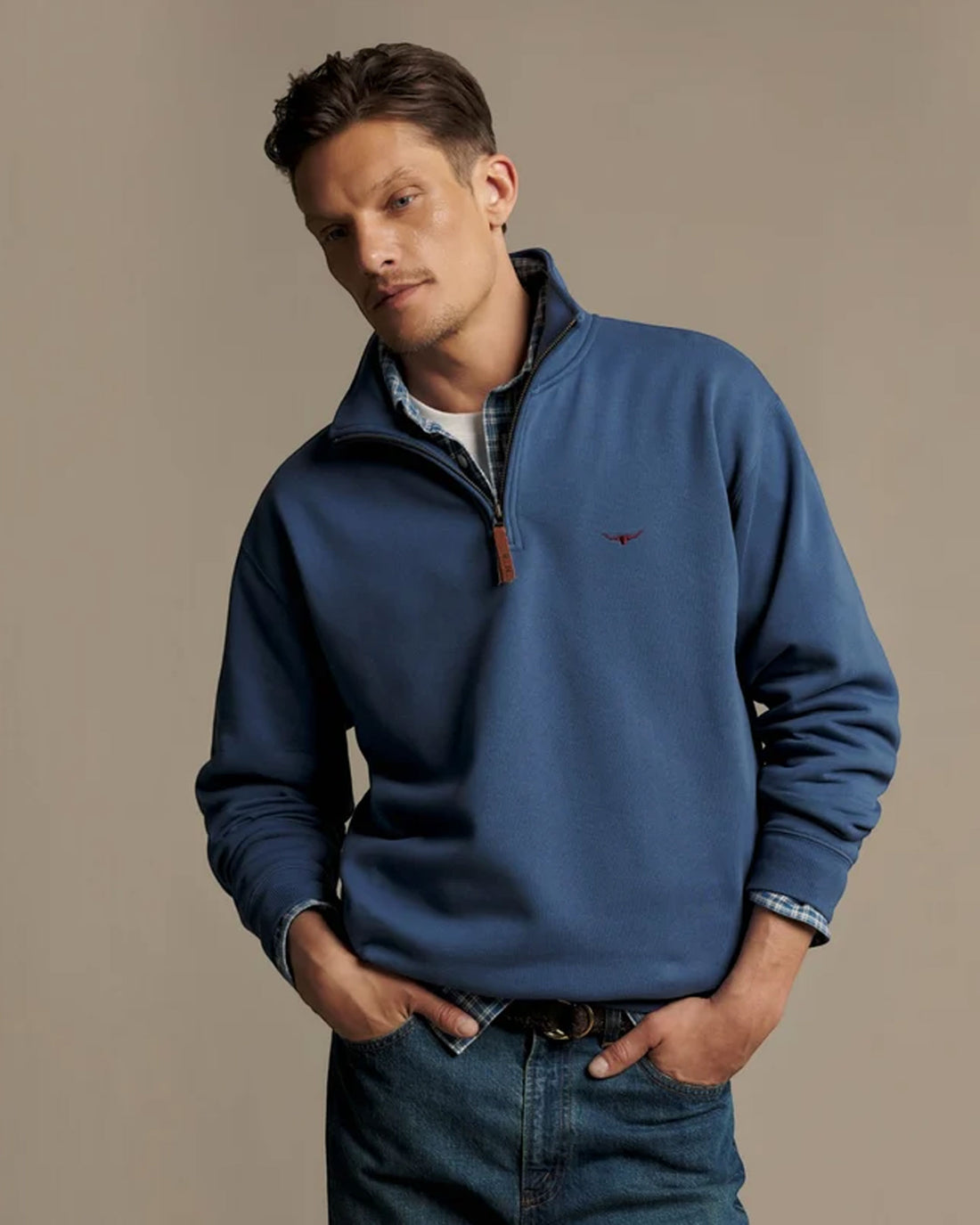 Mulyungarie 1/4 Zip Sweatshirt - Mid Blue