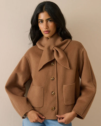 Tie Neck Jacket - Beige