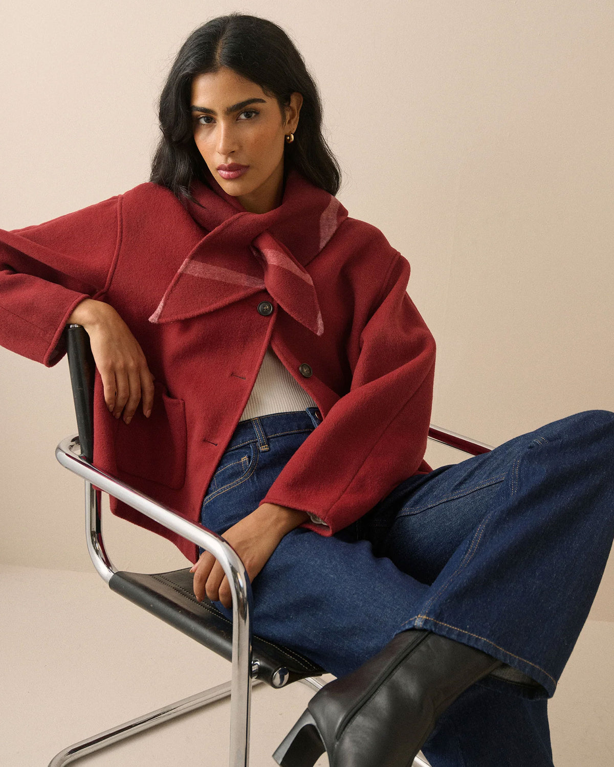 Tie Neck Jacket - Red