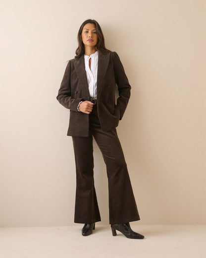 Cord Double Breasted Alicia Blazer - Brown