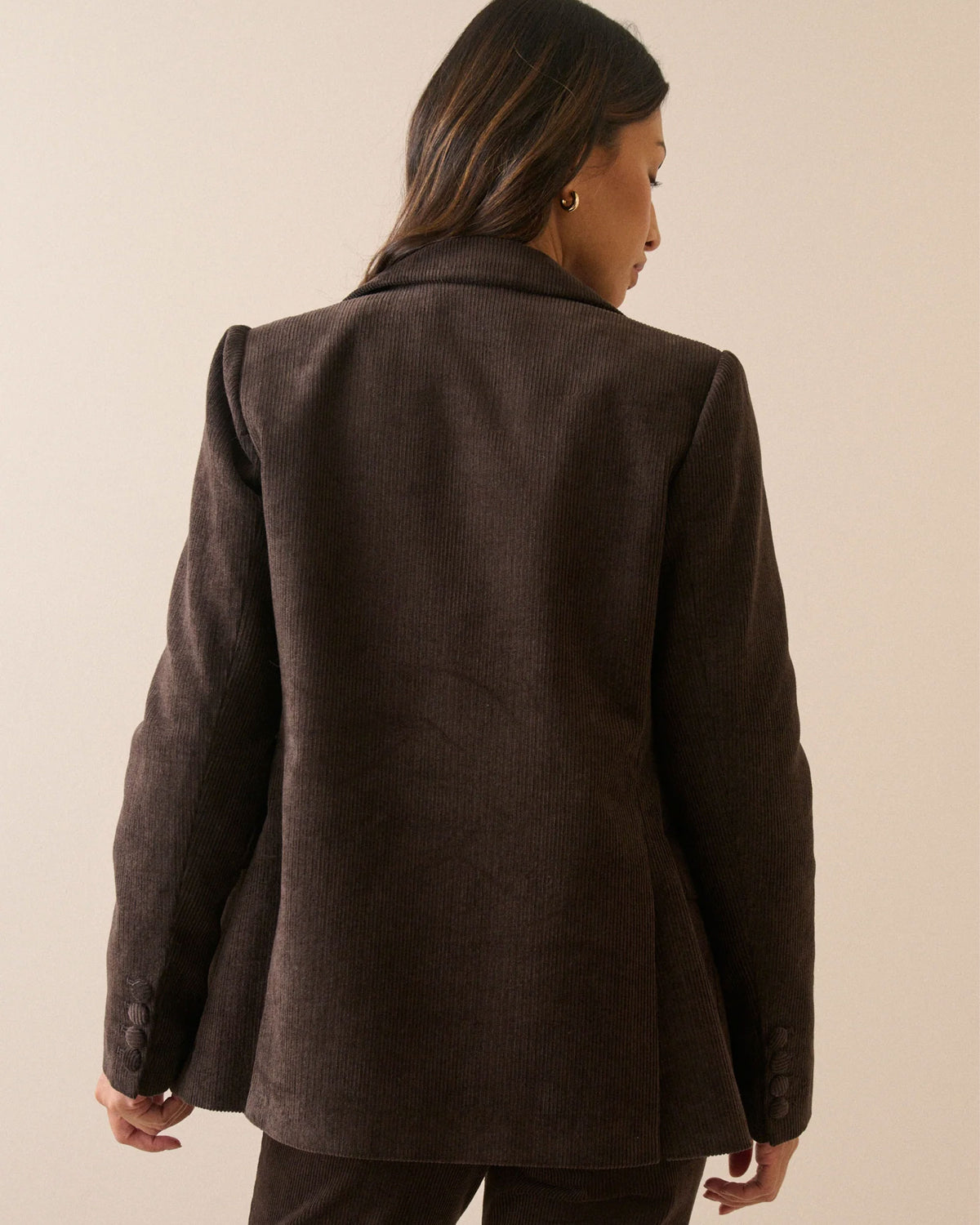 Cord Double Breasted Alicia Blazer - Brown