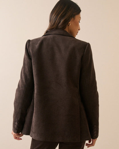 Cord Double Breasted Alicia Blazer - Brown