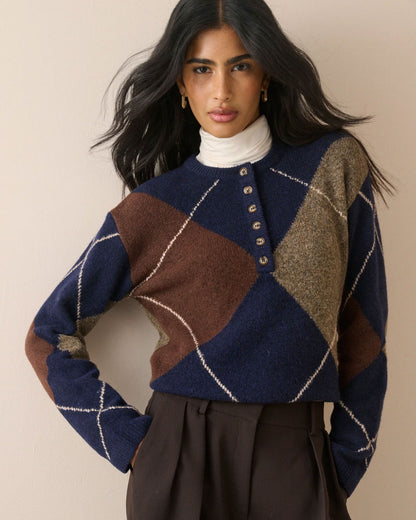 Henley Long Sleeve Jumper - Multi