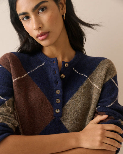 Henley Long Sleeve Jumper - Multi