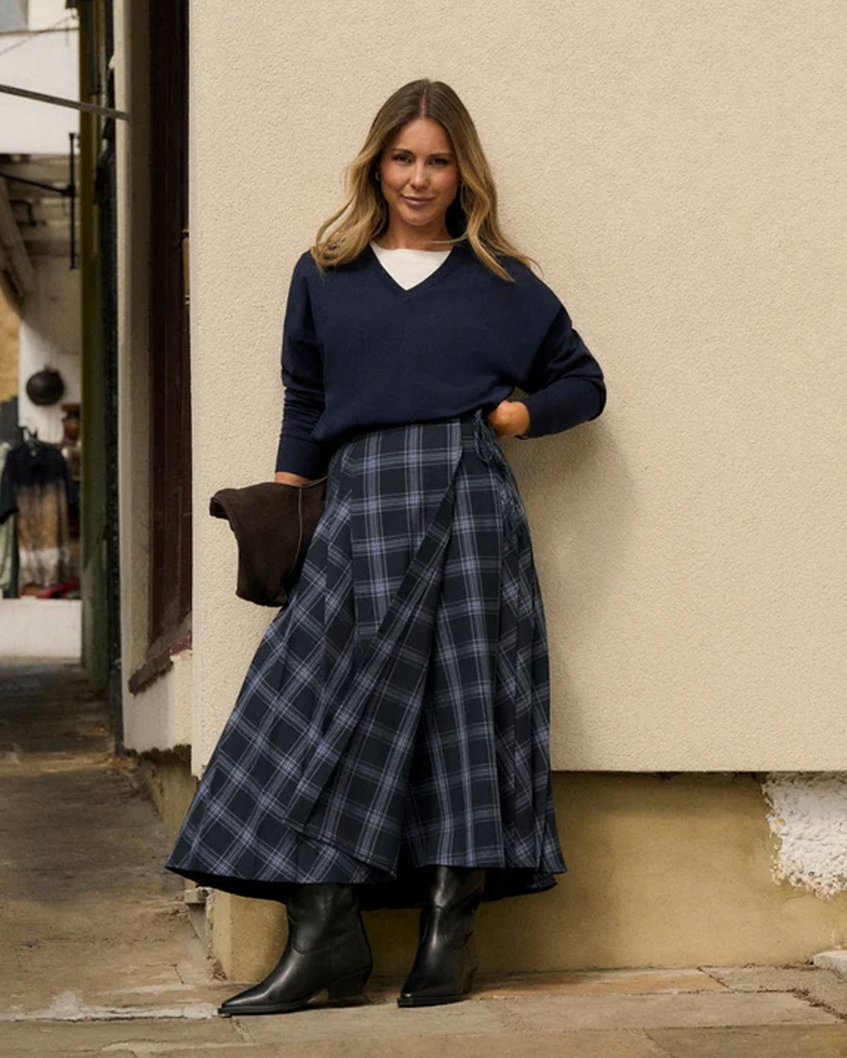Pleated Midi Kilt - Blue