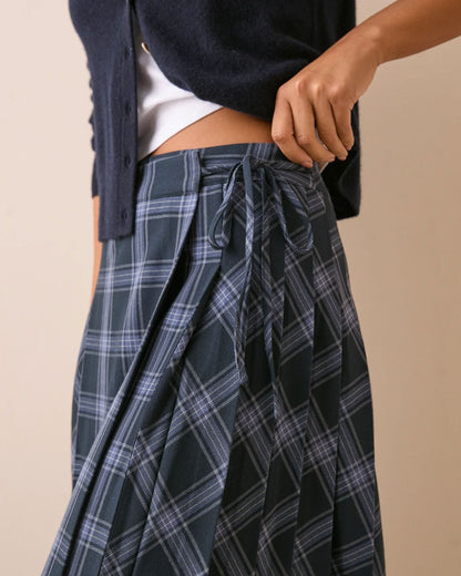 Pleated Midi Kilt - Blue