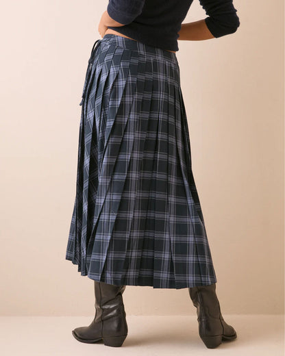 Pleated Midi Kilt - Blue
