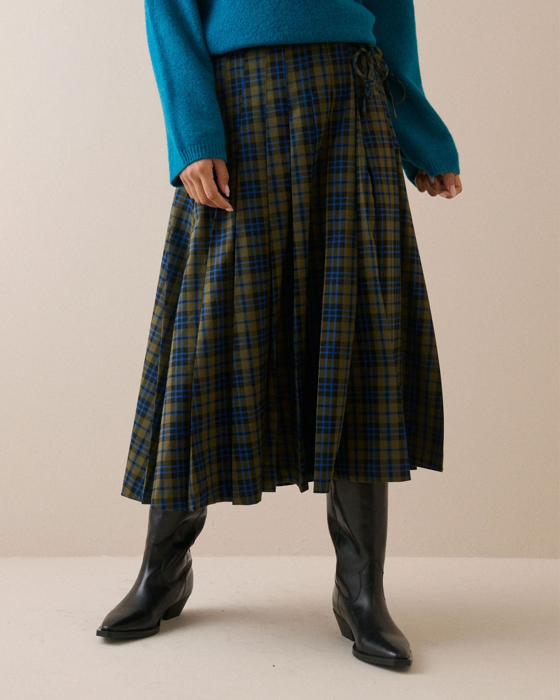 Pleated Midi Kilt - Blue