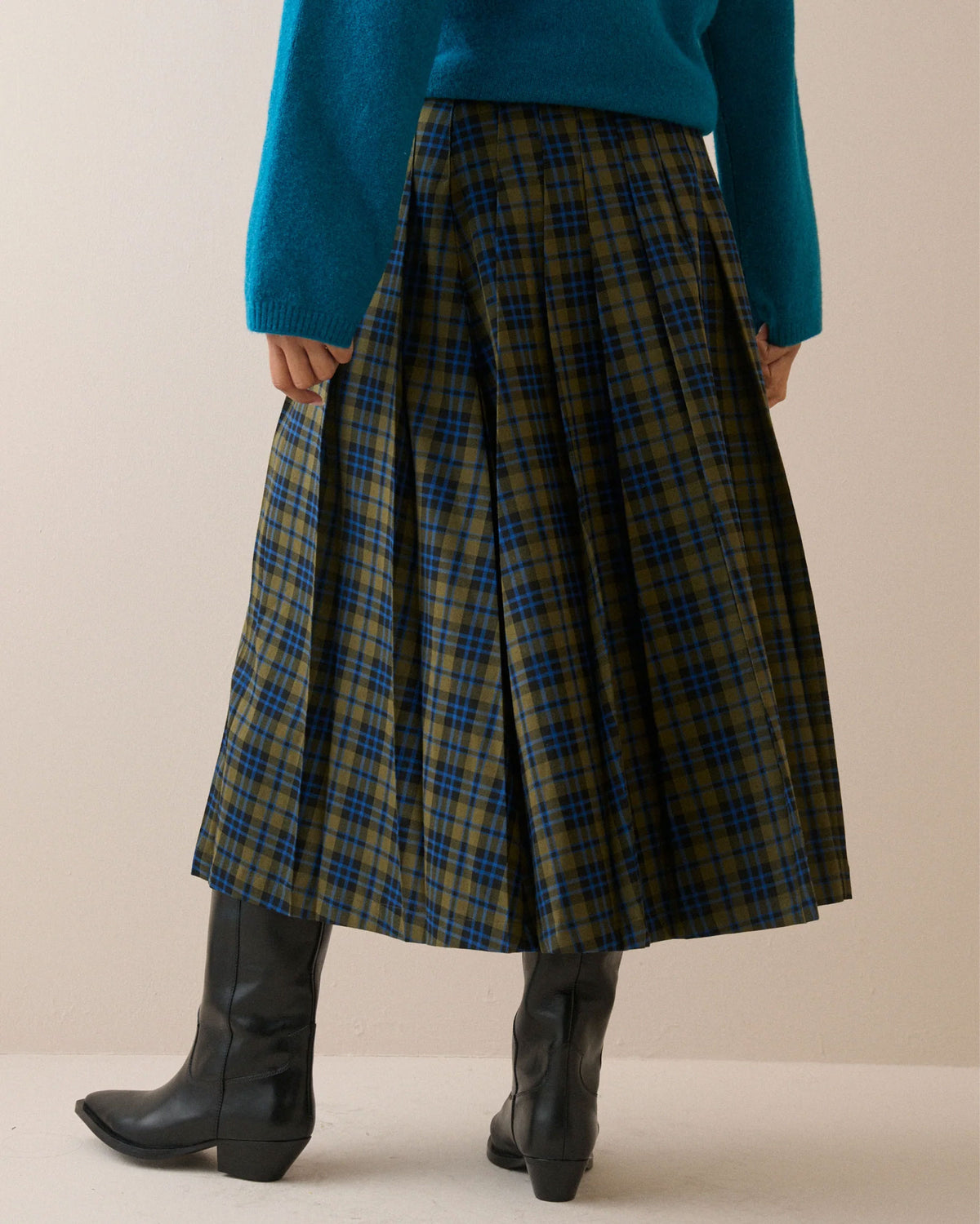 Pleated Midi Kilt - Blue