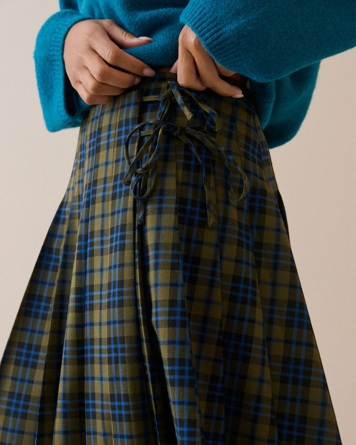 Pleated Midi Kilt - Blue