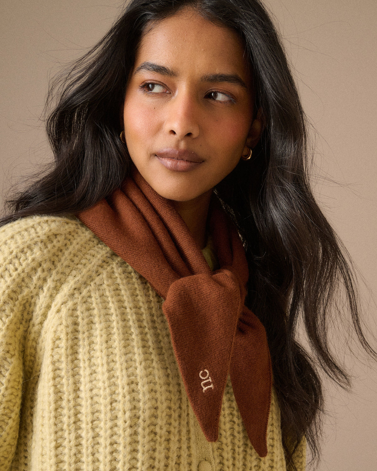 Small Triangle Scarf - Brown