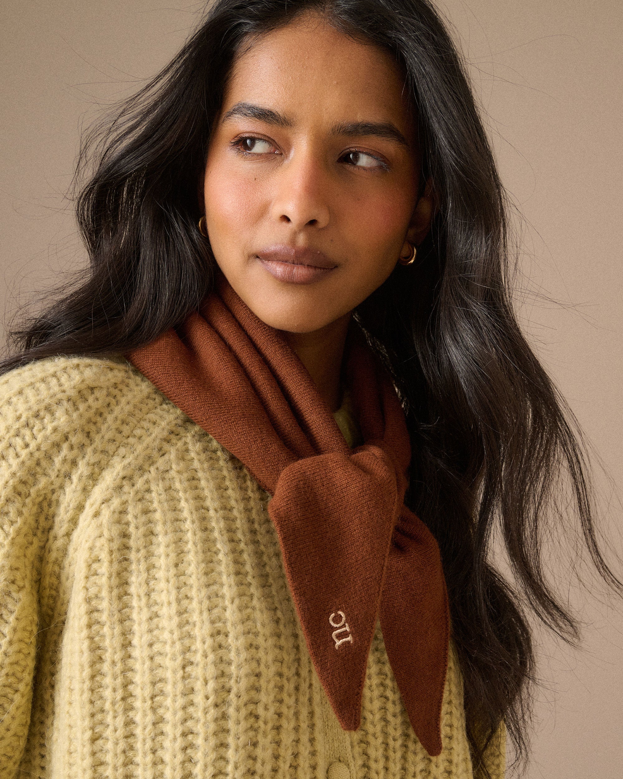 Small Triangle Scarf - Brown