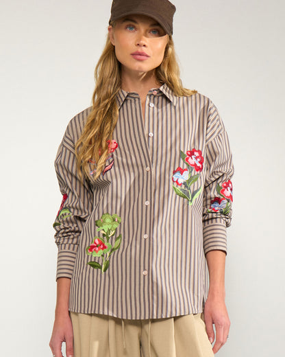 Nukacey Embroidery Shirt - Deep Taupe