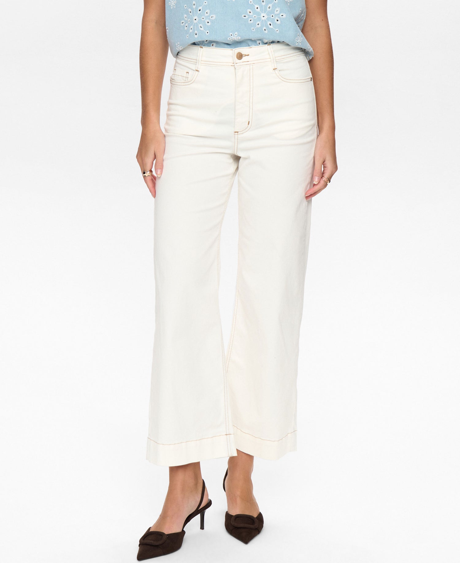 Nuparisan Cropped Twill Pants - Cloud Dancer