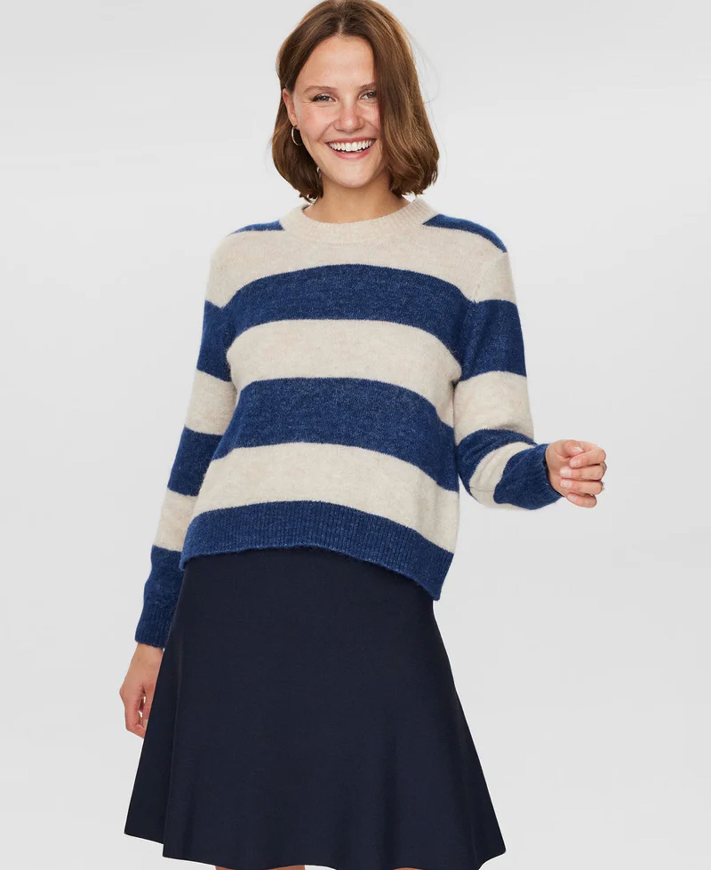 Nuriette Big Stripe Pullover - Dress Blues