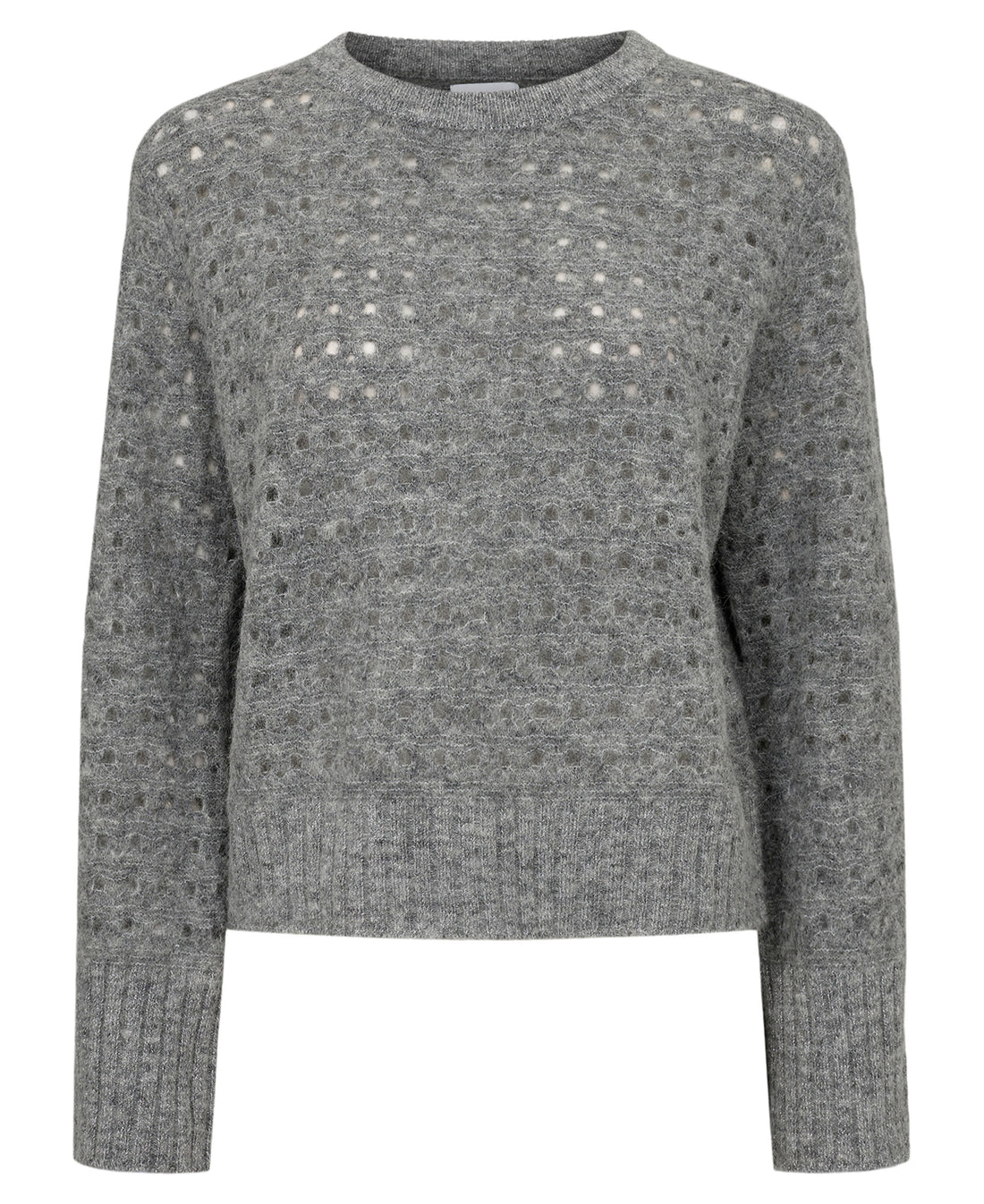 Nuriette Dot Pointelle Pullover - Medium Grey Melange