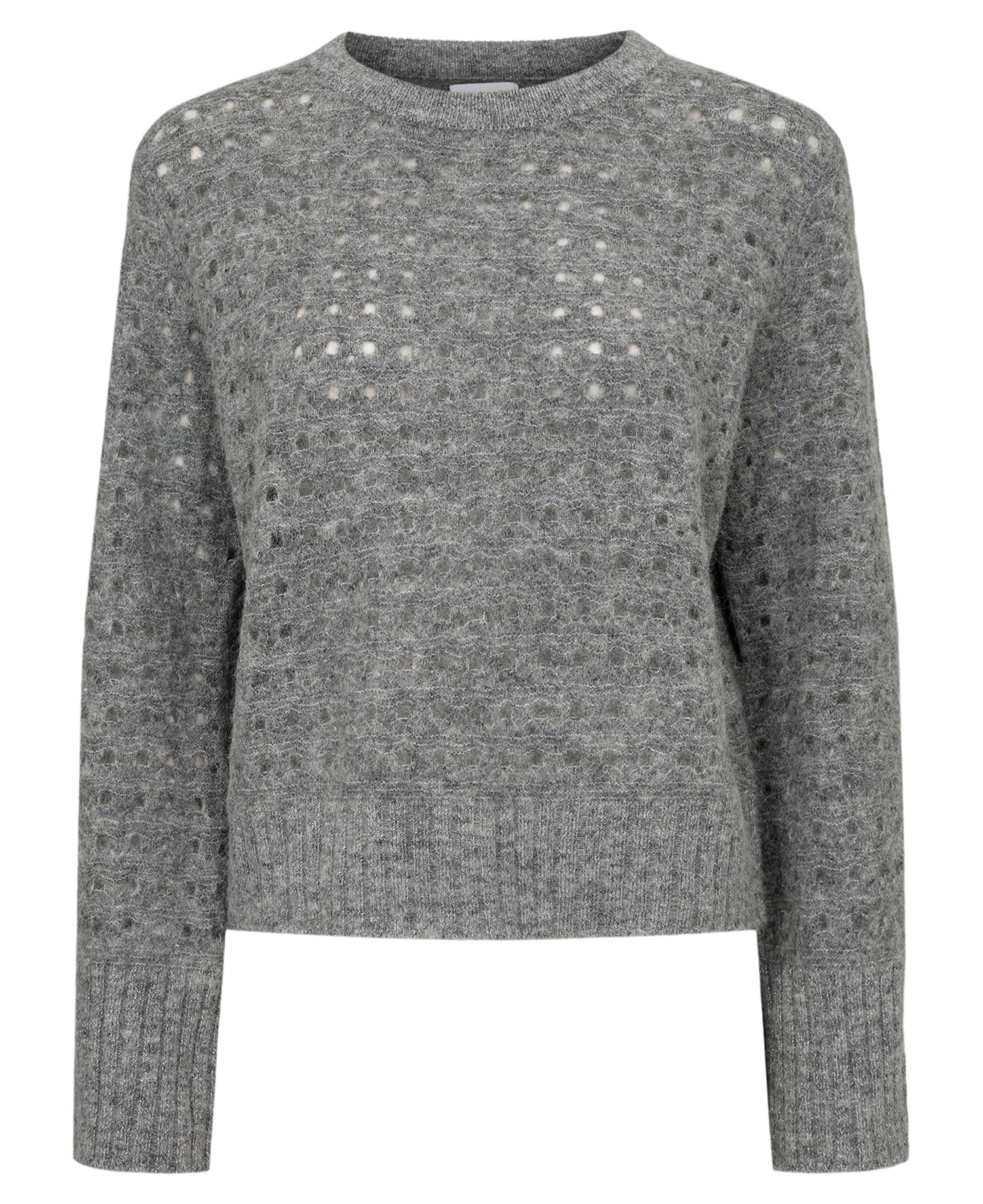 Nuriette Dot Pointelle Pullover - Medium Grey Melange