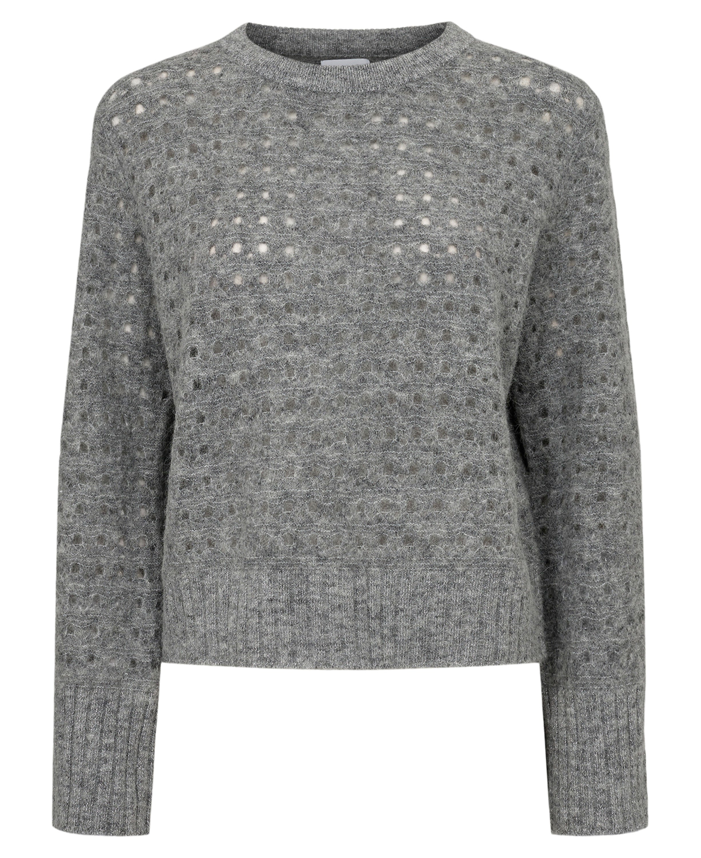 Nuriette Dot Pointelle Pullover - Medium Grey Melange