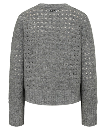 Nuriette Dot Pointelle Pullover - Medium Grey Melange